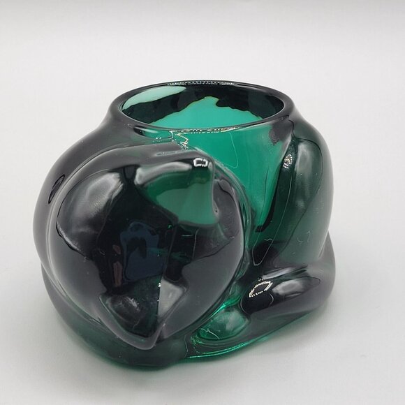 Indiana Glass Evergreen Sleeping Cat Tea Light Votive Candle Holder - Picture 4 of 6